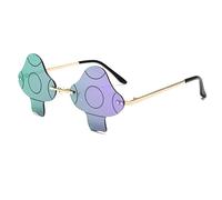YAMEIZE Vintage Champiñón Gafas de Sol sin Montura para - Mujeres Hombres Sin Montura Irregular Mushroom Espejado Forma de seta Gafas de moda Personalidad Fiesta Halloween Eyewear