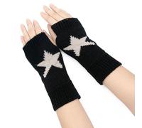 YAMEIZE Y2K Fingerless Estrella Impresa de Punto - Guantes para Mujeres Hombres Autumn Star Printed Invierno Caliente Guantes Ropa de Punto Conducción al Aire Libre