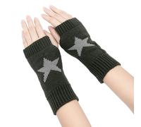 YAMEIZE Y2K Fingerless Estrella Impresa de Punto - Guantes para Mujeres Hombres Autumn Star Printed Invierno Caliente Guantes Ropa de Punto Conducción al Aire Libre