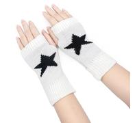 YAMEIZE Y2K Fingerless Estrella Impresa de Punto - Guantes para Mujeres Hombres Autumn Star Printed Invierno Caliente Guantes Ropa de Punto Conducción al Aire Libre