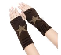 YAMEIZE Y2K Fingerless Estrella Impresa de Punto - Guantes para Mujeres Hombres Autumn Star Printed Invierno Caliente Guantes Ropa de Punto Conducción al Aire Libre