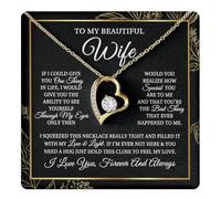 Yametee Collar personalizado con texto en inglés «To My Wife From Husband I Love You More», cumpleaños, aniversario, boda, San Valentín, Navidad, tarjeta de mensaje personalizada, Forever Love - Oro