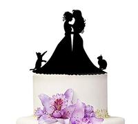 YAMI COCU Decoración para tarta de boda para novia y novia con perro y gato