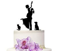 YAMI COCU Decoración para tarta de boda para novia y novio, con gato y perro, animal para boda, fiesta de compromiso