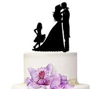 YAMI COCU Decoración para tarta de boda para novia y novio con niña, decoración rústica para boda