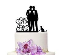 YAMI COCU Mr And Mr Gay Decoración para tarta de boda con gato, Aniversario, fiesta de compromiso