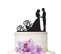 YAMI COCU Mr And Mrs Decoración para tarta de boda rústica con diseño de novio y novia