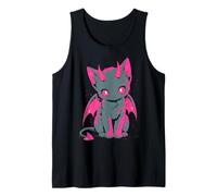 Yami Kawaii Gato Diablo Creepy Cute Pastel Goth Japonés Camiseta sin Mangas