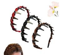 Yamloveme Headband, Vintage High Cranium Head Yamloveme Hair Band, Vintage High Cranium Artificial Pearl Headband, Anti-Slip Decorative Teeth Hoop Fashion Hair Accessories for Women (3pcs-b)