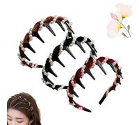 Yamloveme Headband, Vintage High Cranium Head Yamloveme Hair Band, Vintage High Cranium Artificial Pearl Headband, Anti-Slip Decorative Teeth Hoop Fashion Hair Accessories for Women (3pcs-a)