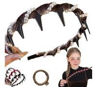 YamLoveme Story - Vintage High Cranium Artificial Pearl Hairband, High Cranial & Dual-Wea Design for All Head Shapes, Create Face-Shaping Look,Reliable Fit,Unbreakable No Matter How Bent (Brown, 1)
