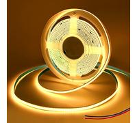 Yamlten DC 12 V, 5 mm, tira de LED COB de 3 m, 3000 K, blanco cálido, 320 ledes/m, para retroiluminación de TV, ordenador, armario, dormitorio. (solo cable