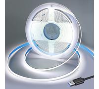 Yamlten Tira LED COB USB de 1,5 m, 5 V, 6000 K, blanco frío, IP20, no impermeable, 320 LED, banda flexible para retroiluminación de TV, armario, dormitorio (fuente de alimentación excluida)