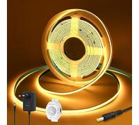 Yamlten Tira LED de 2 m, 12 V, COB LED con detector de movimiento, adaptador de red, 3000 K, blanco cálido, 320 LEDs/M, cinta LED para retroiluminación de TV, ordenador, armario, dormitorio.