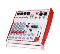 Yamnweo MW-6 - Mezclador de audio profesional para DJ de 6 canales, color blanco, mezclador de controlador portátil con DSP 99 efectos preestablecidos para transmisión en vivo, podcasting, fiesta
