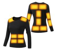 YAMNYSS Camisa Eléctrica Calentada para Las Mujeres Ropa Interior De La Ropa Interior De Calefacción Al Aire Libre del Deporte Que Caza El Camping Térmico Baselayer Superior,Negro,L