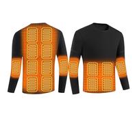 YAMNYSS Camiseta Térmica Calefactada para Hombre Calefacción Eléctrica Ropa Interior Camisa Caza Esquí Moto Deporte Al Aire Libre Ropa Calefactada,Negro,L
