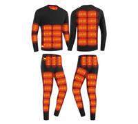 YAMNYSS Conjunto De Ropa Interior Calefactable, Camisa Y Pantalones Eléctricos para Hombres Set Térmico De Mallas Largas para Caza Y Motociclismo,Negro,XS