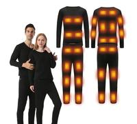 YAMNYSS Conjunto de Ropa Interior Calefactable de 28 Áreas, Conjunto de Ropa Interior Térmica Electrónica de Camiseta y Pantalones para Hombres y Mujeres,Negro,M