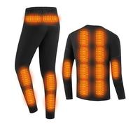 YAMNYSS Conjunto De Ropa Interior Calefactable para Hombre, Camiseta Y Pantalones Térmicos con 28 Zonas De Calor, Conjunto Largo para Invierno para Caza,Negro,3XL