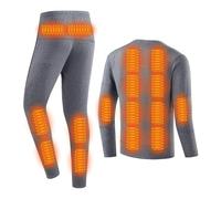 YAMNYSS Conjunto De Ropa Interior Calefactable para Hombre, Camiseta Y Pantalones Térmicos con 28 Zonas De Calor, Conjunto Largo para Invierno para Caza,Gris,XS