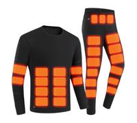 YAMNYSS Conjunto De Ropa Interior Calefactable para Hombres, Conjunto De Capas Térmicas Eléctricas De 52 Zonas Pantalones Largos Térmicos para Caza Y Motociclismo,Negro,3XL