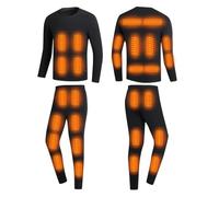YAMNYSS Conjunto De Ropa Interior Calefactable, Set De Calentamiento Eléctrico De 28 Áreas, Camiseta Y Pantalones Térmicos para Hombres Y Mujeres,Negro,XL