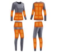 YAMNYSS Conjunto De Ropa Interior con Calefacción 28 Zonas De Calentamiento, Mujeres Eléctricas Térmica Larga Johns Conjunto para Esquí, Caza, Camping,Gris,XXS