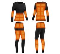 YAMNYSS Conjunto De Ropa Interior con Calefacción 28 Zonas De Calentamiento, Mujeres Eléctricas Térmica Larga Johns Conjunto para Esquí, Caza, Camping,Negro,3XL