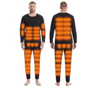 YAMNYSS Conjunto De Ropa Interior Eléctrica Calefactable con Forro De Felpa Pantalones Y Camiseta Térmica De Invierno para Hombre,Negro,XXL