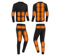 YAMNYSS Conjunto De Ropa Interior Térmica para Hombre 28 Zonas Camiseta Térmica Eléctrica Y Pantalón Largo para Exteriores,Negro,XXL