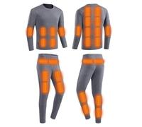 YAMNYSS Conjunto De Ropa Interior Térmica para Hombre 28 Zonas Camiseta Térmica Eléctrica Y Pantalón Largo para Exteriores,Gris,XXL