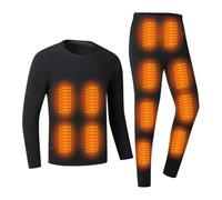 YAMNYSS Ropa Interior Calefactable, Conjunto De Termales Eléctricos para Hombre Y Mujer, Camiseta Y Pantalón para Deportes Al Aire Libre,Negro,XL