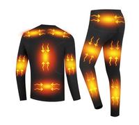 YAMNYSS Ropa Interior Calefactable De 16 Zonas para Hombres, Conjunto Eléctrico De Camiseta Y Pantalón Térmico para Caza,Negro,XXL