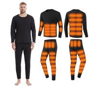 YAMNYSS Ropa Interior Calefactable De 52 Áreas, Conjunto De Camiseta Y Pantalón Térmico Eléctrico para Hombre Ropa Interior Larga para Motocicleta,Negro,XXL