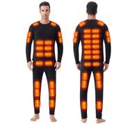 YAMNYSS Ropa Interior Calefactable para Hombres, Capa Base Térmica Eléctrica con 42 Zonas De Calefacción, Conjunto Largo para Deportes Al Aire Libre En Invierno,Negro,XS