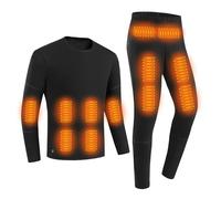 YAMNYSS Ropa Interior Eléctrica Calefactable para Hombres, Conjunto Térmico De Capa Base Eléctrica De 28 Áreas para Caza,Negro,3XL