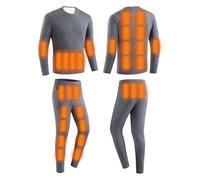 YAMNYSS Ropa Interior Térmica Calefactable, Conjunto De Camisa Y Pantalones Térmicos Eléctricos De Longitud Completa con Doble Interruptor para Motocicleta,Gris,XL