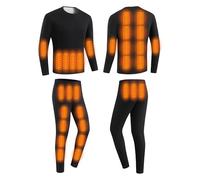 YAMNYSS Ropa Interior Térmica Calefactable, Conjunto De Camisa Y Pantalones Térmicos Eléctricos De Longitud Completa con Doble Interruptor para Motocicleta,Negro,XXL