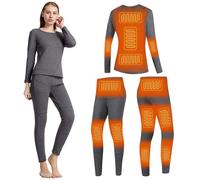 YAMNYSS Ropa Interior Térmica Calentada para Mujeres, 13 Zonas De Calefacción Pantalones Largos Set Gruesa Camiseta De La Capa Base Pantalón para La Caza De Esquí,Gris,XXS