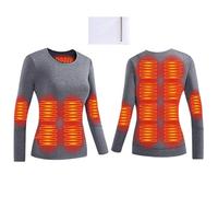 YAMNYSS Tops De Ropa Interior Calefactable para Mujer 16 Zonas De Calefacción, Térmica Eléctrica Camiseta De Capa Base para Esquí Al Aire Libre, Ciclismo, Senderismo,Gris,XL