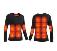 YAMNYSS Tops De Ropa Interior Calefactable para Mujer 16 Zonas De Calefacción, Térmica Eléctrica Camiseta De Capa Base para Esquí Al Aire Libre, Ciclismo, Senderismo,Negro,XS