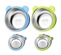 Yamobi 2 piezas de cuenco de puré con ventosa de silicona para bebé, cuenco infantil 2 en 1 de acero inoxidable y silicona, set de cuenco antideslizante para bebé