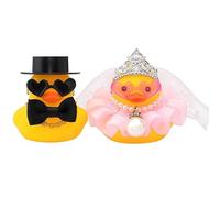 Yamobi 2 piezas de patitos de goma para bodas, novia y novio, patitos chirriantes, mini pareja de patos para ceremonia, regalo, recuerdo, bendición de matrimonio, regalo elegante y reconfortante
