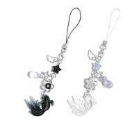 Yamobi 2 piezas Phone Charm Handyanhänger con Koi y Sternmotiv Kurzenkette für Handy Universalkette Y2K, Bag Charm Schlüsselanhänger für Handy und Taschenaccessoires