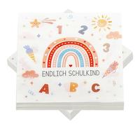 Yamobi 20 servilletas para escolarización, servilletas para niños escolares, arcoíris para escolarización, servilletas para decoración de mesa (33 x 33 cm)