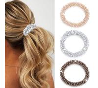 Yamobi 3 Piezas Lazos para el Cabello con Piedras de Estrás, Cristales y Champán, Bandas Elásticas para el Cabello, Lazos Brillantes, Accesorios Decorativos para el Cabello para Niñas