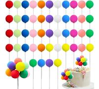 Yamobi 30 piezas Decoración de Pastel de Bolas de Colores, Decoración Arcoíris para Pastel con Globos de Fiesta Cumpleaños Boda Aniversario