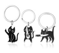 Yamobi 3stk Cute Black Cat Llavero - Llavero de gato genial, llavero para mujeres y hombres, ideas de regalo para Halloween y Navidad