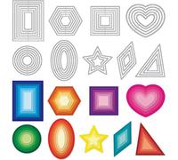 Yamobi 9 pièces pochoirs pour poinçonneuse, set de pochoirs à gaufrer avec coeur, cercle, étoile & rectangle, pochoir de stamping pour scrapbooking album cartes bricolage